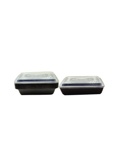 Buy Microwave Container Black Rectangular With Lid 38 Ounces Pack of 12 Pieces. in UAE