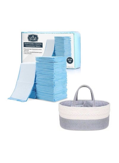 Buy Diaper Caddy With 100 pcs Changing Mats - Grey in UAE