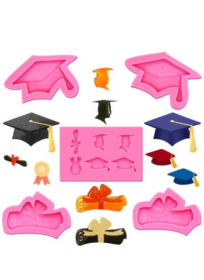 Buy SYOSI 5 Pack Graduation Silicone Mold Set 2023 Graduation Kitchen Baking Mold, Chocolate Candy Molds Chocolate Baking Resin Mold, Silicone Mold for Grad Party Cake Cupcake Topper Decoration in Saudi Arabia