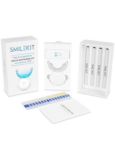 Buy Home Use Wireless Teeth Whitening Kit with 16-Point LED Blue Lights Accelerator, Natural Whitening Effective Stain Removal Include 4 Teeth Whitening Gel Pens Complimentary Color Card(White) in Saudi Arabia