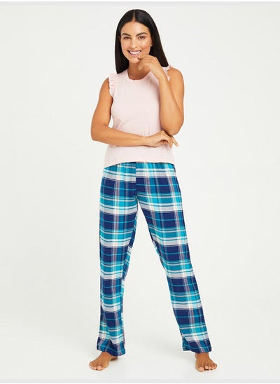 Ruffle Sleeves Vest and Checked Pyjama Set KSA | Riyadh, Jeddah