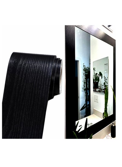 Buy Mirror Frame Border, Peel and Stick Black Border, Peel and Stick Mirror Frame, Black Wood Grain Wallpaper Border, Removable Waterproof Bathroom Mirror Frame Sticker, Mirror Frame, Black in Saudi Arabia