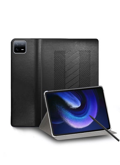 Buy PU Leather Classic Trifold Stand Flip Case Cover For Xiaomi Pad 6 / Pad 6 Pro 11 Inch 2023 Black in Saudi Arabia