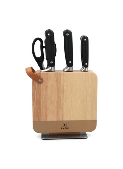 Buy High Quality Kitchen Knife Set with Wooden Stand Multicolour 36.6 x 11.2 x 27 cm 275W65702R in Saudi Arabia