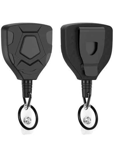 Buy Heavy Duty Retractable Keychain with Belt Clip, 2 Pack Retractable ID Badge Reel, Retractable Badge Holder with 31.5” Steel Cord and Key Ring, 9.0oz High Elastic ABS Mountaineering Buckle in UAE