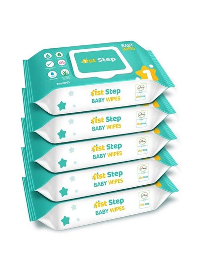 اشتري Baby Wipes With Lid Enriched And Aloevera And Jojoba Oil (72 Wipes Pack X 5 Packs = 360 Wipes) في الامارات