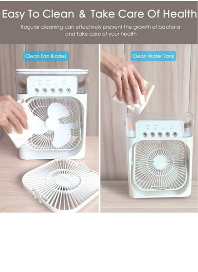 اشتري Portable Air Conditioner Fan Mini Evaporative Air Cooler with 7 Colors LED Light 1/2/3 H Timer 3 Wind Speeds and 3 Spray Modes for Office Home Dorm في السعودية