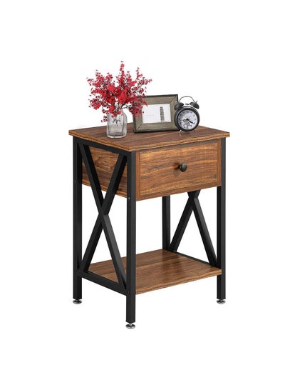 اشتري COOLBABY Modern Versatile Nightstands X Design Side End Table Night Stand Storage Shelf with Bin Drawer for Living Room Bedroom في الامارات