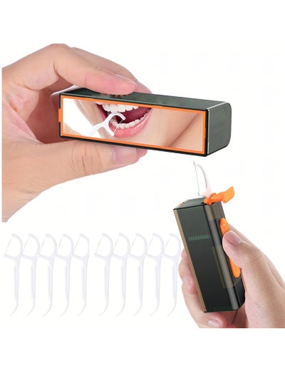 اشتري Dental Floss Travel Case with Mirror, Portable Travel Floss Dispenser for Teeth Cleaning, Essential Travel Accessories Dental Floss Holder for Dinners, Dating, Travel, Party (10 Picks) في الامارات