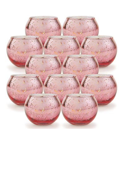 Buy 12 PCS Candle holder Gold Pink color 5.5*6.7CM in Saudi Arabia