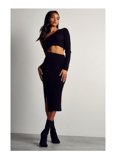 اشتري Asymmetric Knitted Midi Dress في الامارات