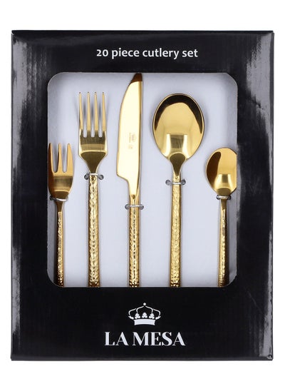 Buy 20 Pieces Cutlery Set  Stainless Steel Golden in Saudi Arabia