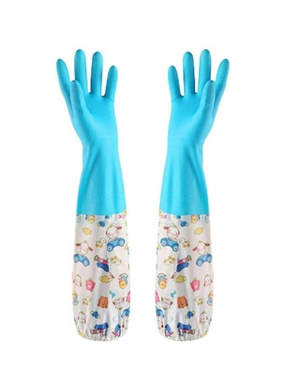 Buy Cleaning Rubber Gloves Cuff Winter Velvet Lining Dishwashing Long Waterproof Insulated Kitchen Large in Egypt