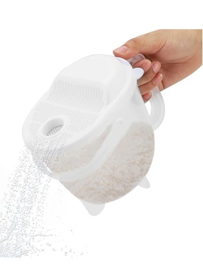 اشتري Rice Washing Bowl  Plastic Rice Washing Bowl Vegetable Fruit Pasta Hand Strainer Kitchen Household Household في مصر