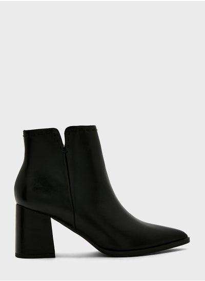 Buy Block-Heel Ankle Boots With Oversize Topstitching in UAE