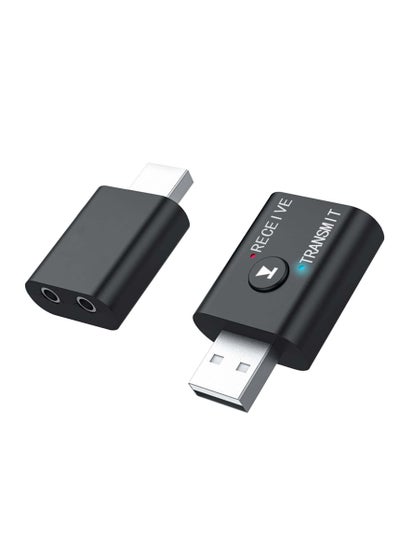 Buy USB Bluetooth Adapter, 2 Pcs Bluetooth 5.0 Transmitter Receiver 2 in 1 Wireless Bluetooth Converter Built-in 2 3.5mm Audio Bluetooth for TV, Home Stereo, Car Stereo, Headphones, Speakers, PC in Saudi Arabia