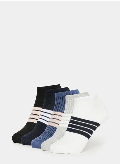 Buy Pack of 5 - Striped Detail Ankle Socks in Saudi Arabia