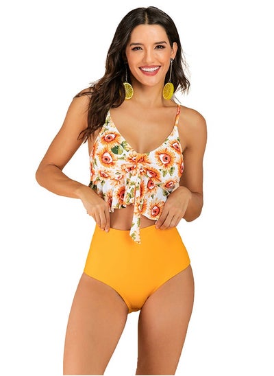 Buy Ruffle Detail Bikini Yellow in Saudi Arabia