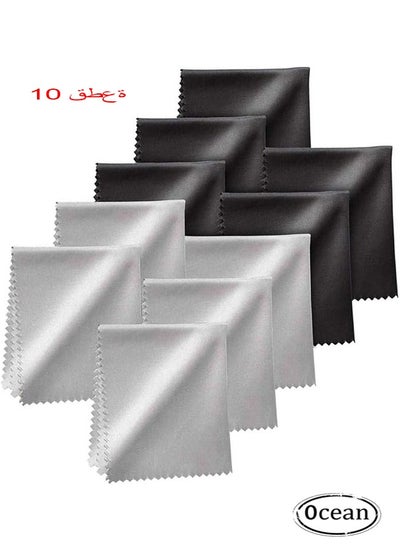 Buy 10-Piece Microfiber Eyeglass Cloths for Cleaning Lenses, Screens, Cameras, Cell Phone, LCD TV Screens, Tablets,Grey and Black in UAE