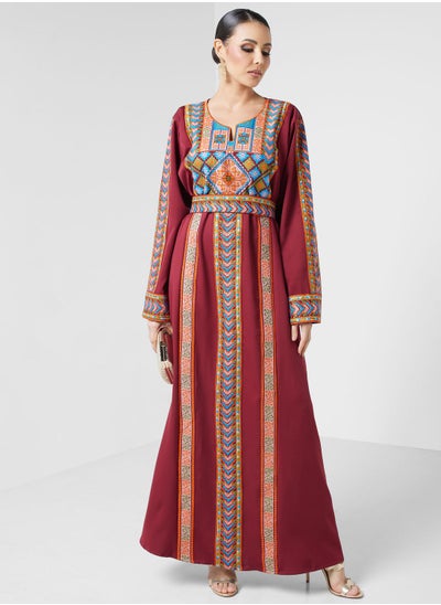 اشتري Embroidered Belted Abaya في السعودية