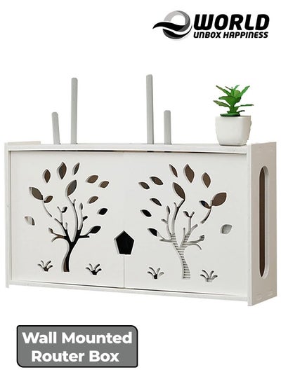 Buy Stylish Wall-Mounted Router Rack for Wi-Fi Router, Set-Top Box, Light Cat Box, and More, Includes Doors and Patch Panel Shielding Box for Neat Storage, White. in UAE