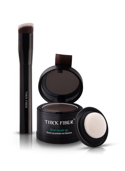 Buy THICK FIBER Root Touch Up Powder, (Dark Brown) Root Cover Up Hairline Powder for Thin Hair - Water & Sweat Resistant Hair Loss Concealer Set with Hair Powder for Thinning Hair Women, Includes Brush in UAE