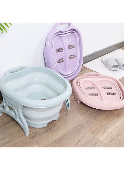 اشتري Folding Foot Care Tub Portable Foot Wash Massage Bucket Travel Folding Bucket with 4 Massage Balls Bathing Feet in Winter -slip Handle Endurable Meterial في الامارات