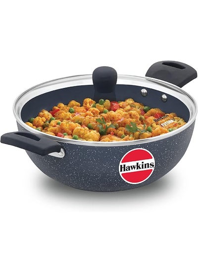 Buy Hawkins Ceramic NS Deep Kadhai W/Glass lid 3.5 Ltr Ind. in UAE