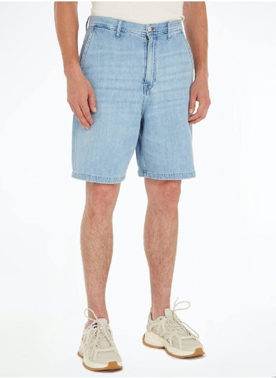 Buy Men's Straight Fit Wide Leg Denim Bermuda Shorts -  Rigid denim, Blue in UAE