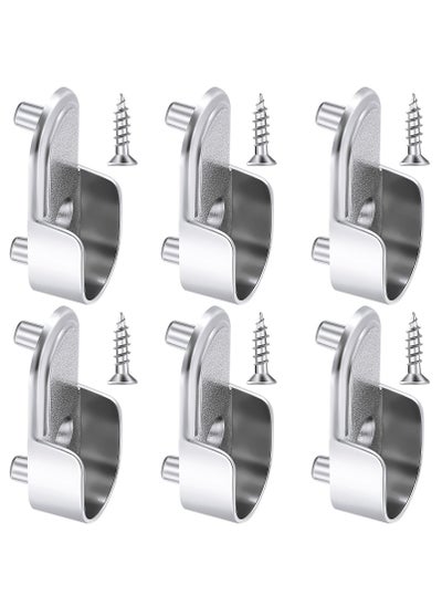 اشتري SYOSI 6 Pcs Oval Wardrobe Hanging Rails Fittings, Wardrobe Pole Fittings, Wardrobe Rod Bracket Bracket for Wardrobe Shower Curtain Closet Curtain Wardrobe Closet, Polished Chrome Finish في الامارات