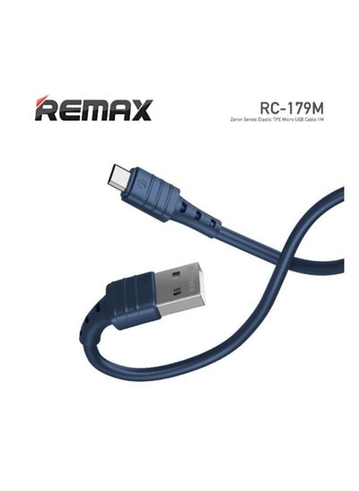 Buy Data Cable-Zero Sense Series 2.4A High Elastic Tpe Fast Charge Data Cable Rc-179M -Blue in Egypt