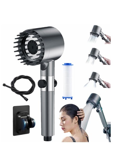 Buy High Pressure Shower Head, Hard Water Softener Filtered Hand Held Showerhead Set, Massage Showerhead Combo 3 Spray Settings, 1.5M/59inches Anti-explosion Hose and Bracket in Saudi Arabia