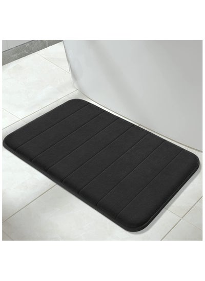 اشتري 1-PC Non-Slip Bath Mat With Memory Foam Soft Bathroom Mat Super Absorbent Bath Rugs Washable Mat Kitchen Mat is Machine Wash Easy to Dry for Bathroom Floor Rugs Carpets (40x60) Black في الامارات