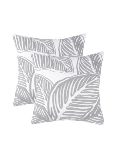 Buy 2 Piece Embroidered Cushion Cover (45x45 cm) Without Filler White in Saudi Arabia