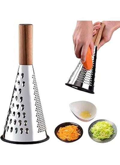 Buy Cheese Vegetable Grater Wooden Handle Multi-Function Stainless Steel Grater Plastic Free Perfect For Kitchen Carrot And Potato Grater in Egypt