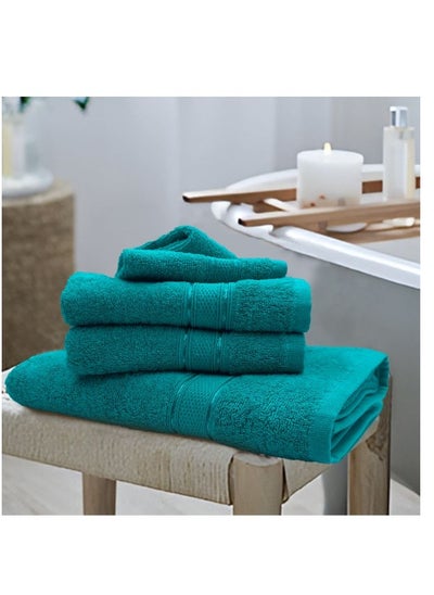 اشتري Daffodil (Turquoise Blue) Premium Bath Towel (70x140 Cm-Set of 1) 100% Cotton, Highly Absorbent and Quick dry, Hotel and Spa Quality Bath linen with Stripe Diamond Dobby-500 Gsm في الامارات