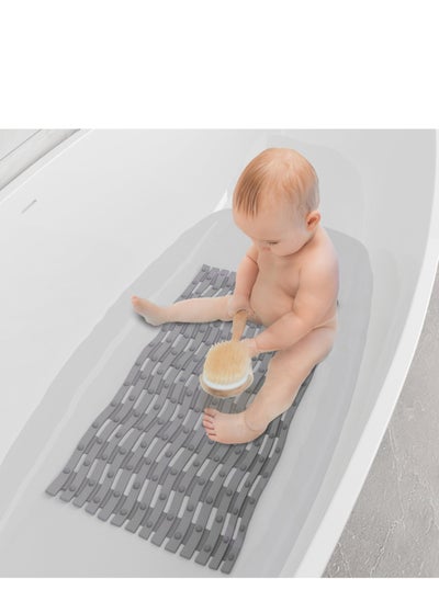 اشتري Foldable Non Slip Bath Mat, Bath Tub Mat Non Slip, Safe Soft Shower Mat, with Strong Grip Suction Cups and Drain Holes, Clean Machine Washable for Bathroom, 41 x 69 cm (Gray, Wavy) في الامارات