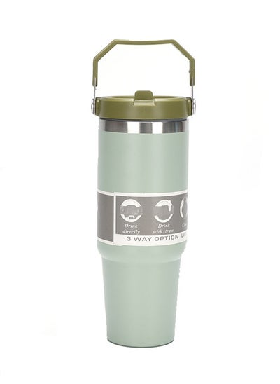 Buy 30 oz Insulated Mug with Handle and Straw Lid, Stainless Steel Water Bottle, Insulated Mug with Leak-Proof Lid - Reusable Vacuum Mug that stays hot or cold for hours (Matcha) in UAE