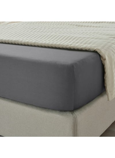 اشتري Fitted sheet, dark grey, 90x200 cm في السعودية