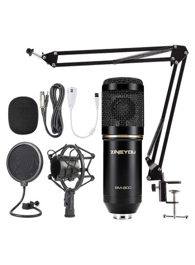 Buy BM-800 Condenser Microphone Bundle for Studio Recording & Brocasting (Black) in Egypt