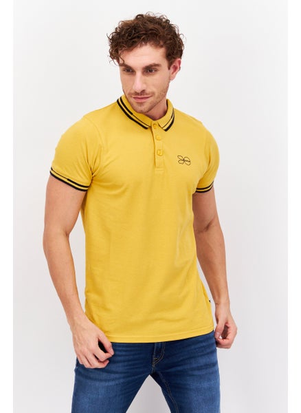 اشتري Men Regular Fit Short Sleeve Brand Logo Polo Shirt, Yellow في الامارات