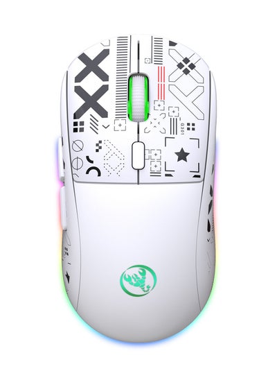 اشتري T90 Three-Model Wireless Mouse BT1/BT2/2.4G Max 3600DPI/125HZ RGB Lighting Charging  Mouse Ergonomic Design(White) في السعودية