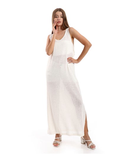 Buy Off White Wide Round Collar Cover-Up With Side Slits in Egypt