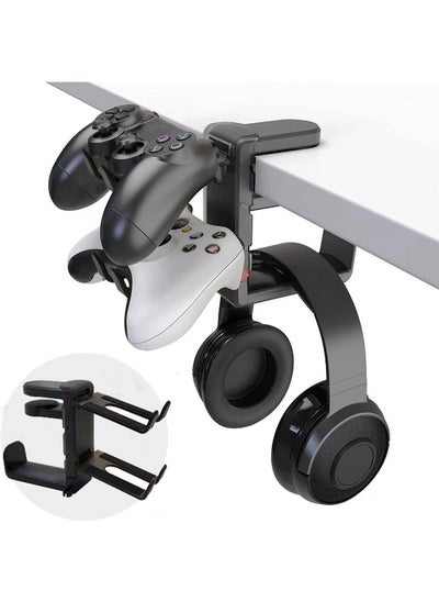 Buy 3 in 1 Headphone and Controller Holder,Under-Desk Clip Headphone Stand with Adjustable and Swiveling Arm Clamp&Cable Organizer in UAE