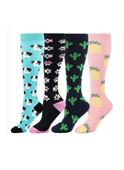 اشتري 4 Pair Anti Slip Sport Knee High Socks Athletic Socks في السعودية