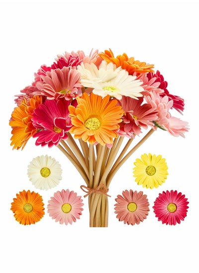 اشتري Artificial Chrysanthemum Artificial Flower Gerbera Flower INS Style Wedding Home Decoration Fake Flower(White, Pink, Yellow, Orange, Rose, Coral,12 Pieces) في الامارات