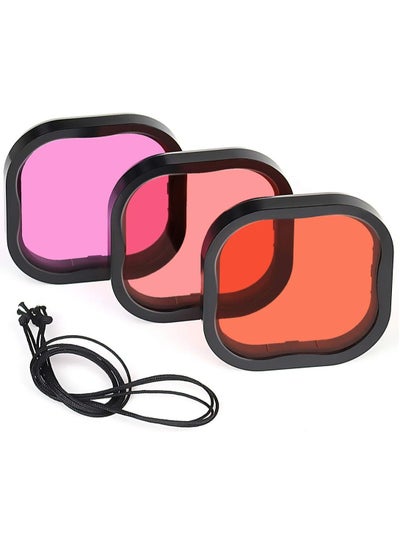 Buy 3-Pack Dive Filters for GoPro Hero 8 9 10 11 12 Official Waterproof Housing Case (Red, Light Red, Magenta Filters) - Color Correction in Deep Diving/Scuba Snorkeling/Underwater Photography in UAE