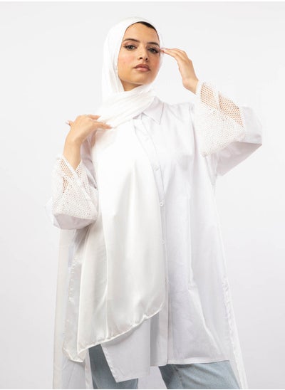 Buy Plain Wide Satin Scarf Off White For Women in Egypt