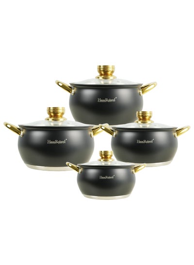 اشتري 8 Pieces Nonstick Cookware Sets, 16/18/20/24 CM Pots and Pans Set, PFOS, PFOA Free,Suitable for all Stoves في السعودية