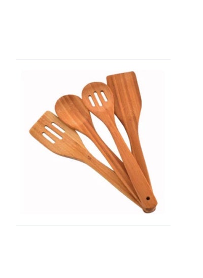 Buy Wooden cutlery set 4 Pieces Beige in Egypt